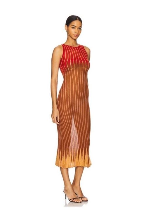 NWT Isa Boulder Gradflare Mesh Dress $490 Size XL