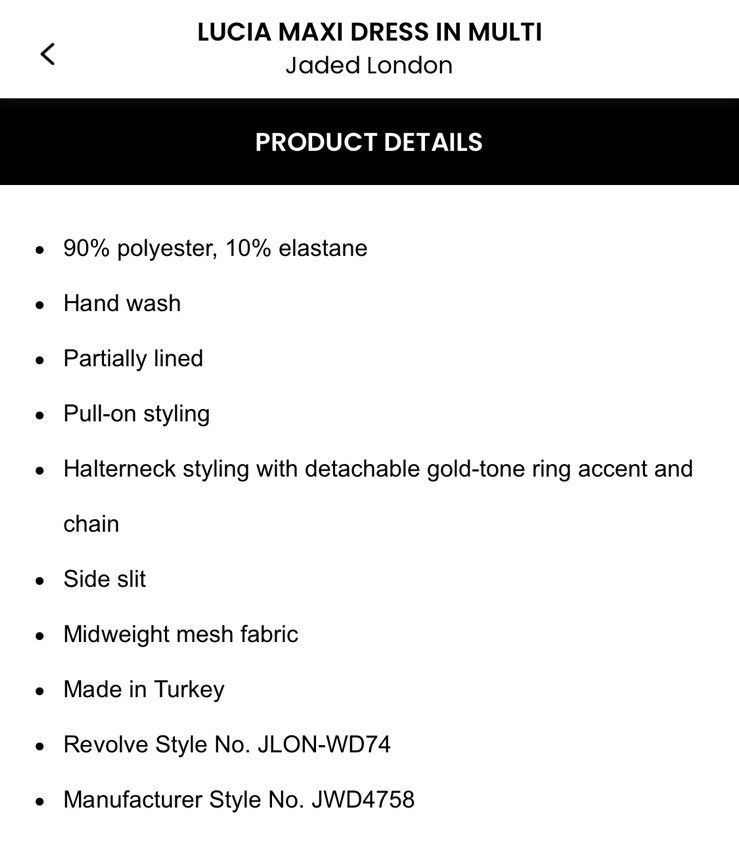 NWT Jaded London Lucia Maxi Dress Size L