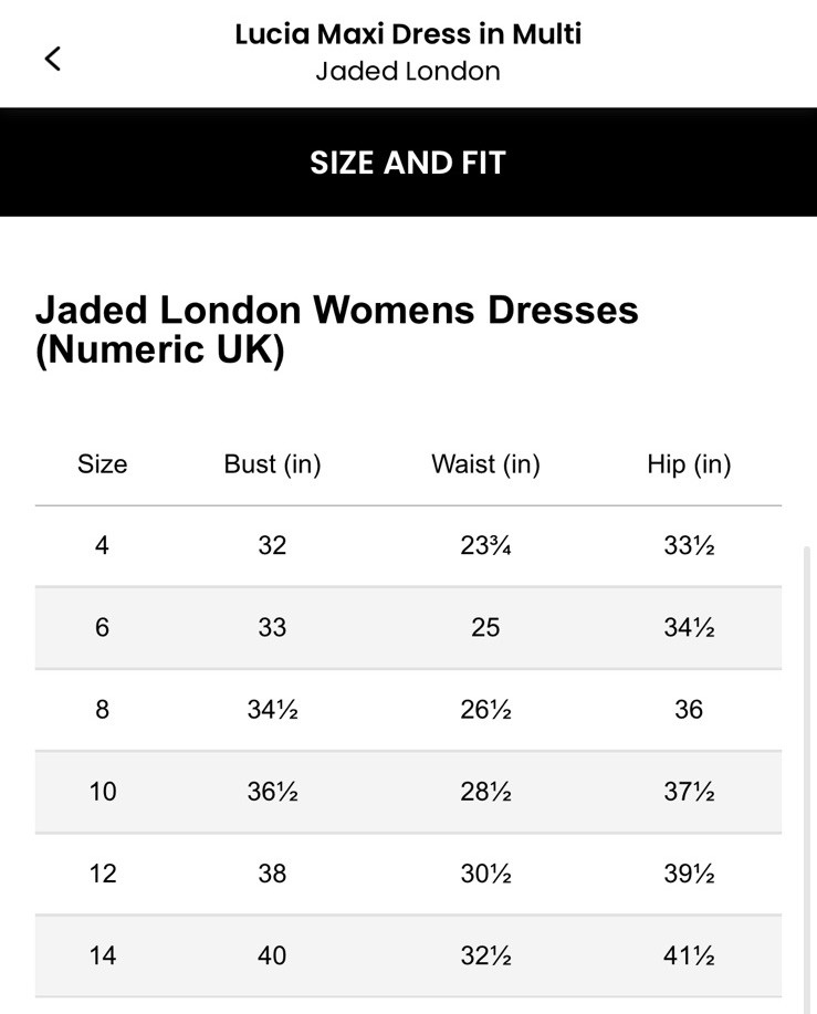 NWT Jaded London Lucia Maxi Dress Size L