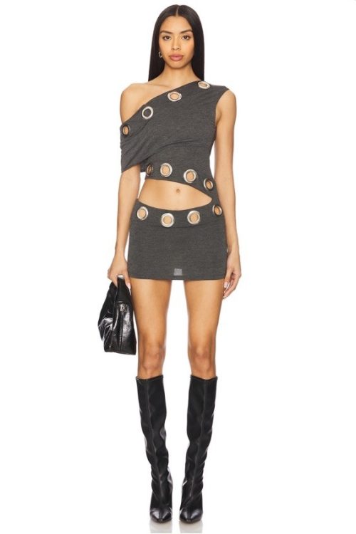 NWT Jaded London Zarco Asymmetric Mini Dress With Eyelets Size 4