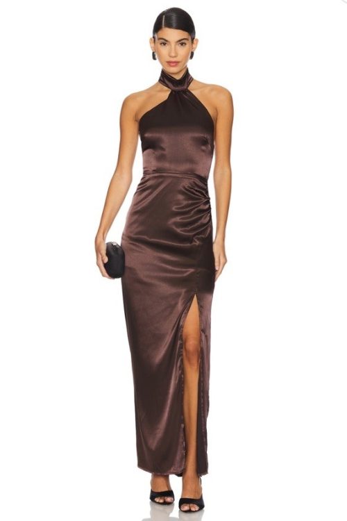 More To Come Darcey Maxi Dress In Dark Brown Size M