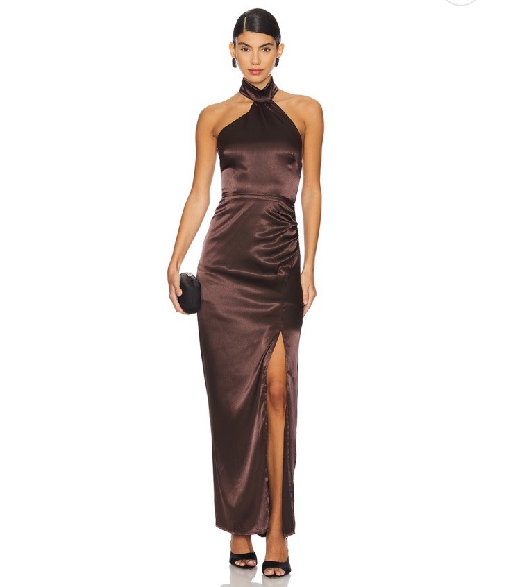 More To Come Darcey Maxi Dress In Dark Brown Size M