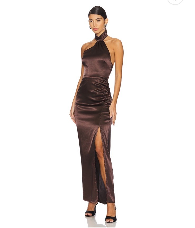 More To Come Darcey Maxi Dress In Dark Brown Size M