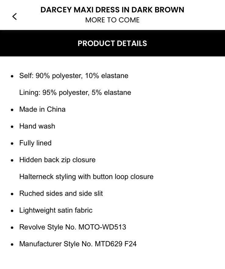 More To Come Darcey Maxi Dress In Dark Brown Size M