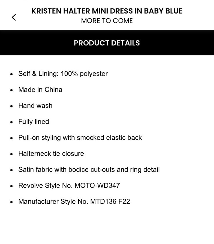 NWT Revolve More To Come Kristen Halter Mini Dress Size S