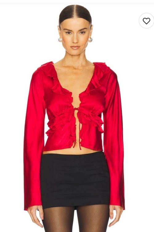 NWT LOBA Angela Top Red Tie Closure $160 Size XS