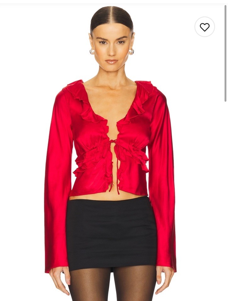 NWT LOBA Angela Top Red Tie Closure $160 Size XS