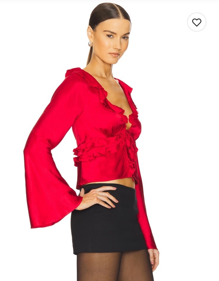 NWT LOBA Angela Top Red Tie Closure $160 Size XS