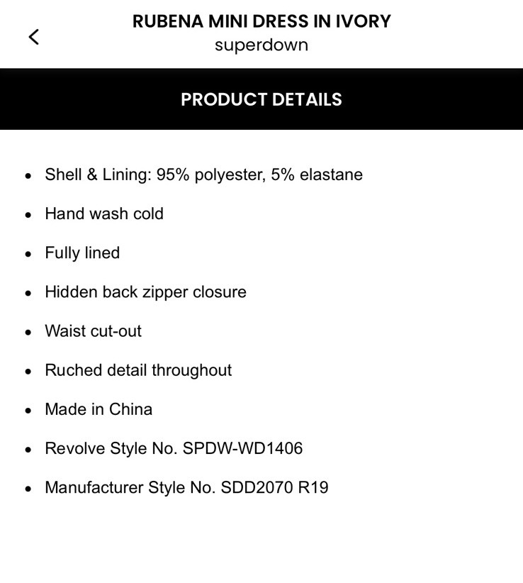 NWT Superdown Rubena Mini Dress in Ivory White Size S