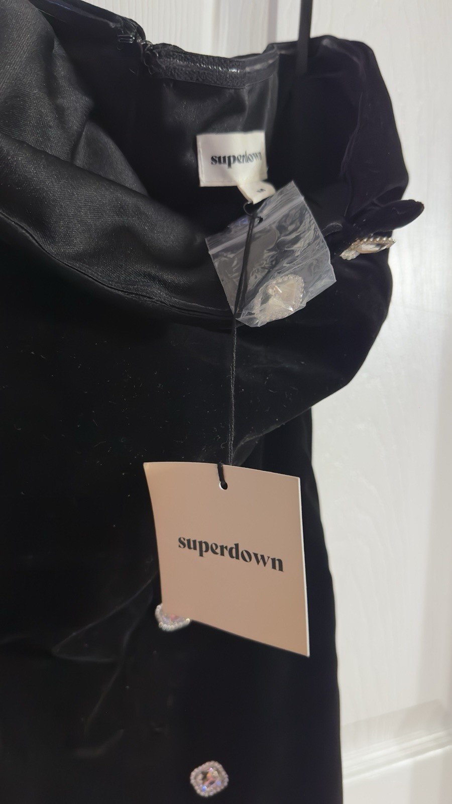 NWT Superdown Veronica Mini Dress In Velvet Black Size M