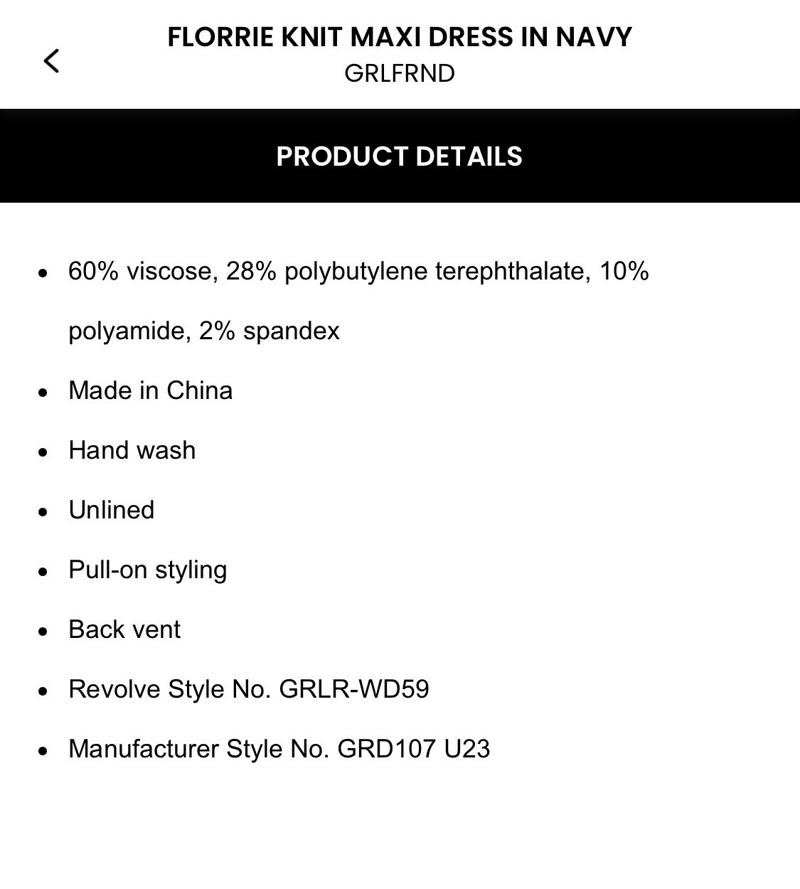 NWT Grlfrnd Florie Knit Maxi Dress $208 Size XXS