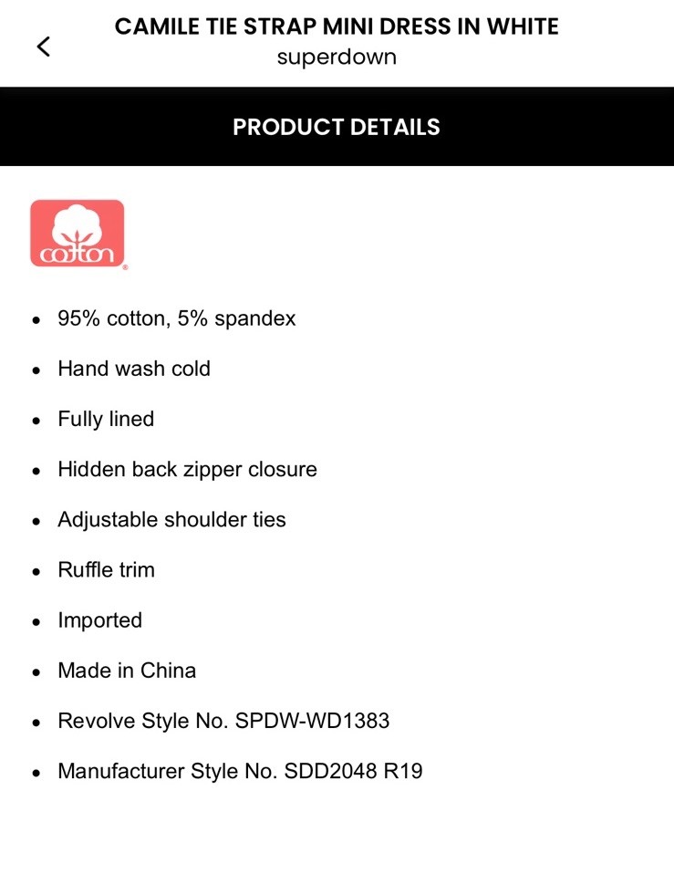 Revolve Camile Tie Strap Superdown Small Mini Dress Graduation White M