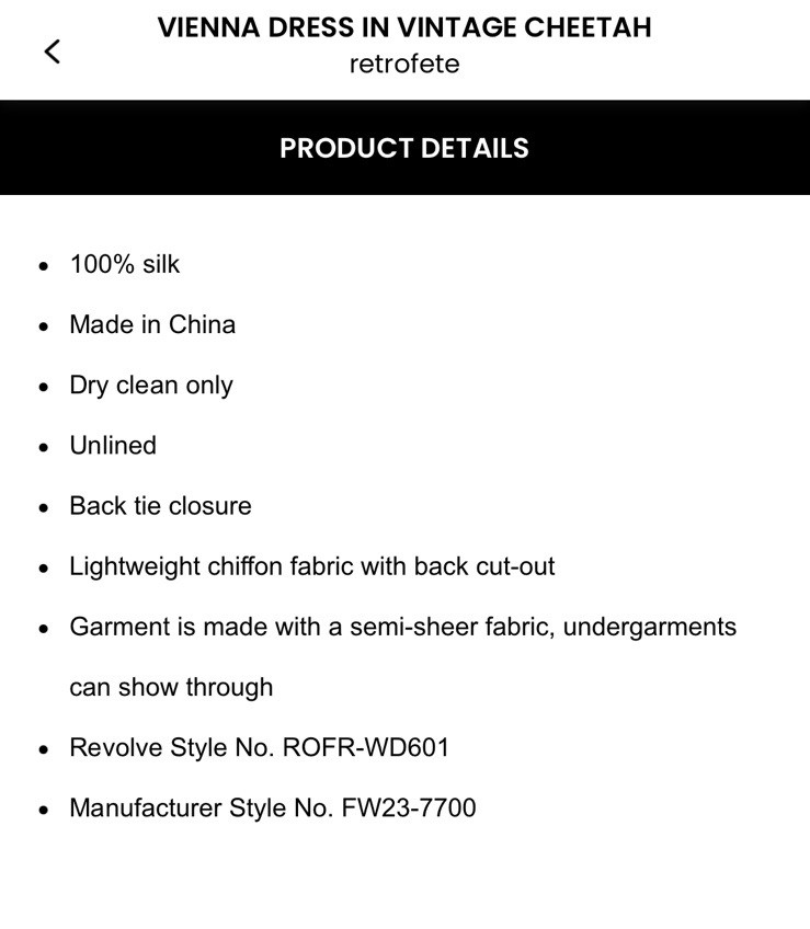 NWT Retrofete Vienna Dress In Vintage Cheetah $598 Size XS