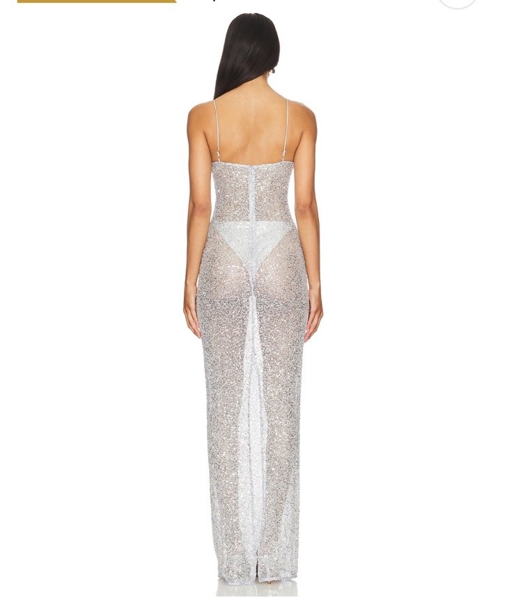 NBD Linghan Gown In Silver $278 Size XXS
