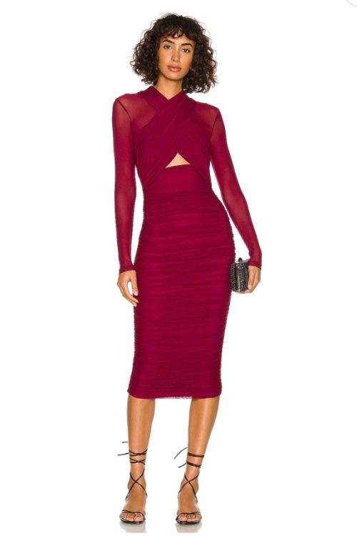 NWT Bardot Aliyah Dress In Burgundy Size S