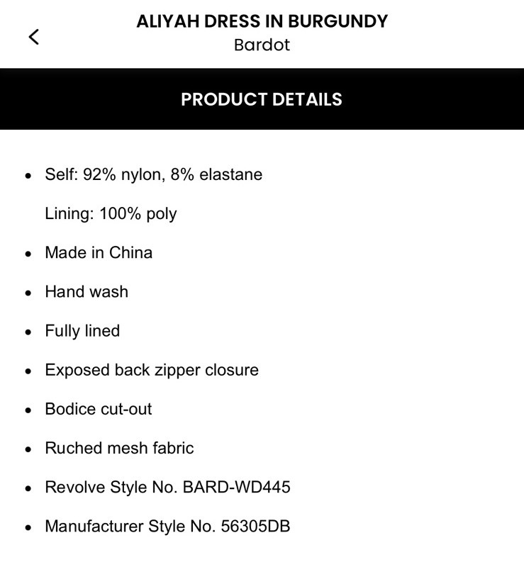 NWT Bardot Aliyah Dress In Burgundy Size S