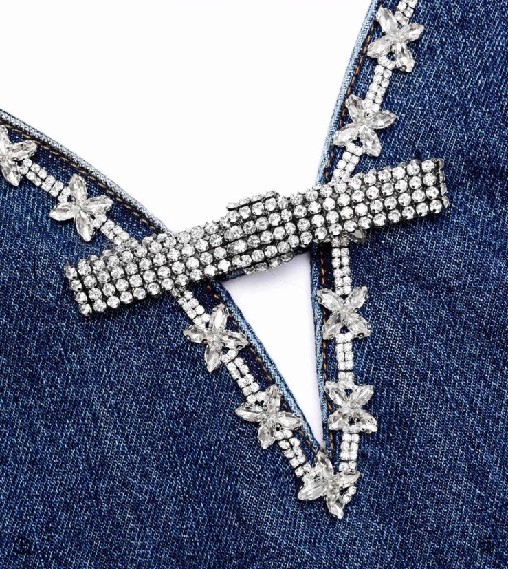 NWT Self Portrait Denim Strappy Mini Dress $ 410 Size 2