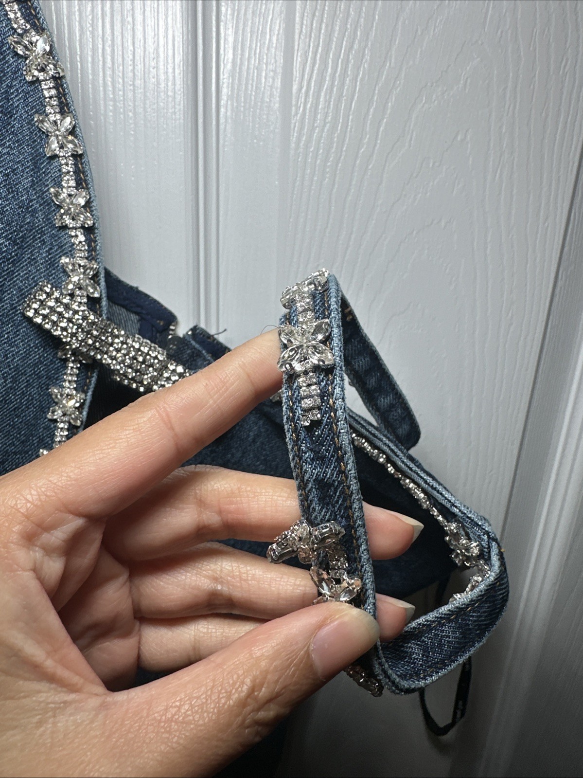 NWT Self Portrait Denim Strappy Mini Dress $ 410 Size 2