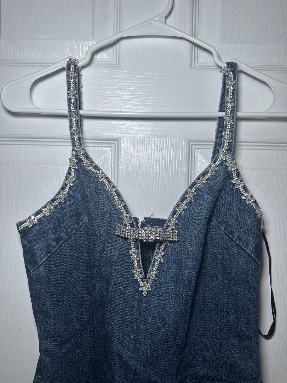 NWT Self Portrait Denim Strappy Mini Dress $ 410 Size 2