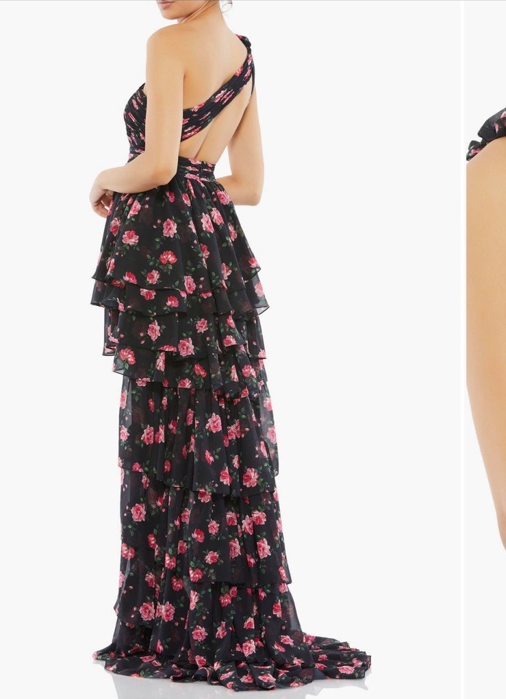 Mac Duggal One Shoulder Satin Midi Dress Size 4