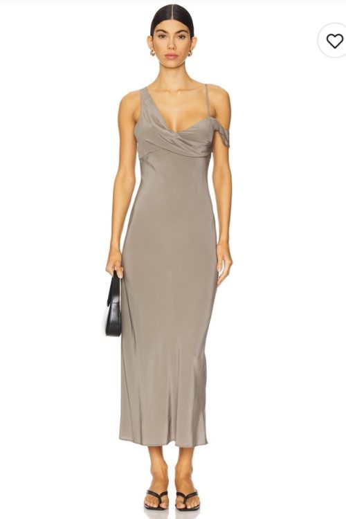 NWT St.Agni Silk Drape Dress In Slate $699 Size S