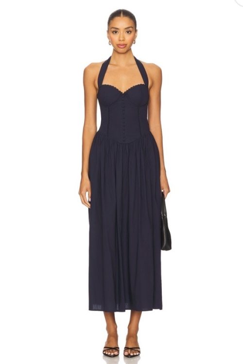 NWT Runway The Label Adaline Midi Dress In Navy Size L