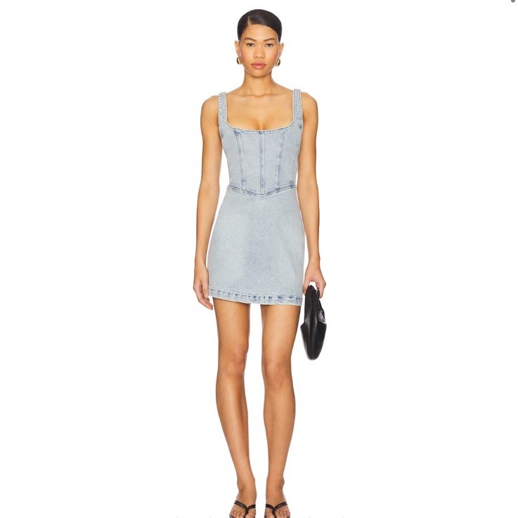 NWT Show Me Your Mumu Corset Mini Denim Dress Size M