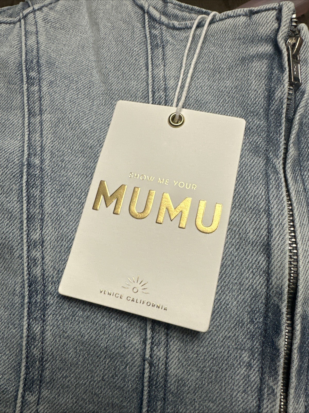 NWT Show Me Your Mumu Corset Mini Denim Dress Size M