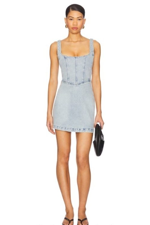 NWT Show Me Your Mumu Corset Mini Denim Dress Size S
