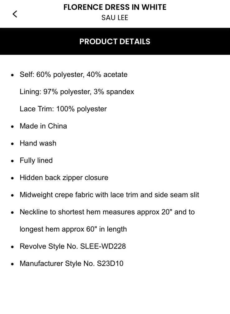 NWOT Sau Lee Florence Dress In White $595 Size 2