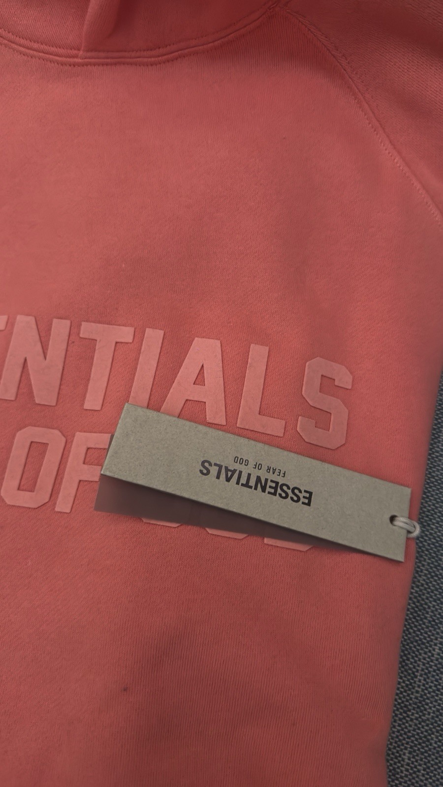 NWT Fear Of God Essential Coral Red Hoodie Size S