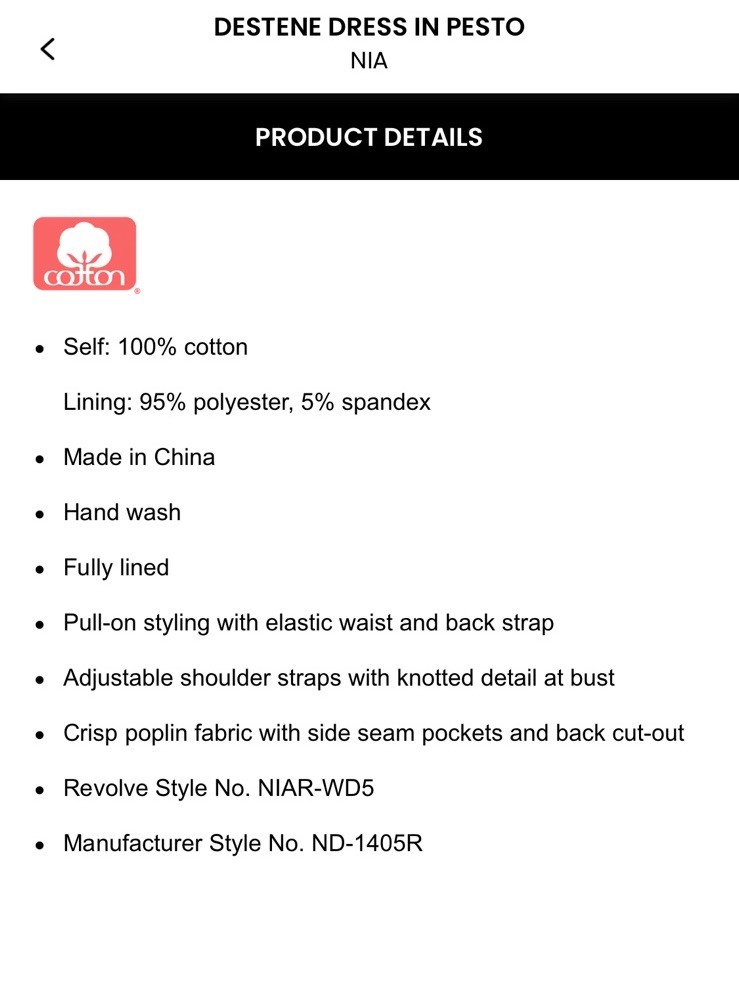 NWT NIA Destene Dress In Pesto Size S