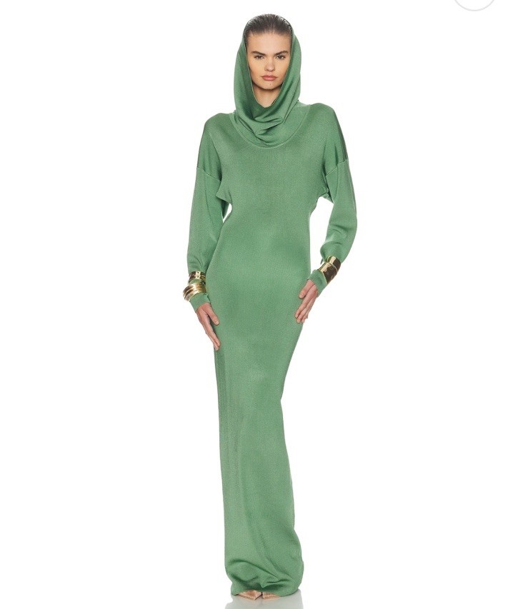 NWT Helsa Emmalynn Cowl Shine Gown In Green Size S