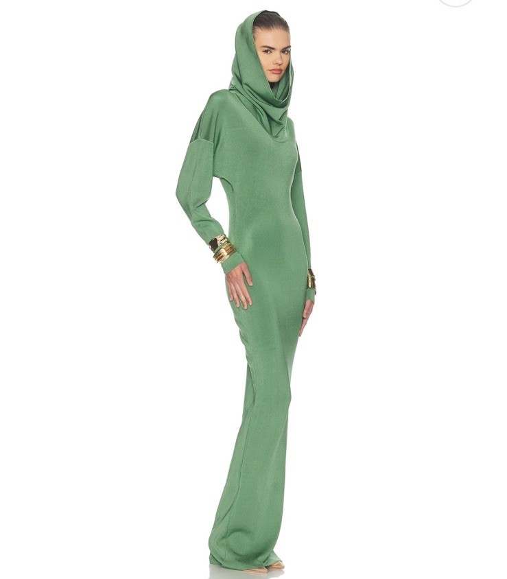 NWT Helsa Emmalynn Cowl Shine Gown In Green Size S