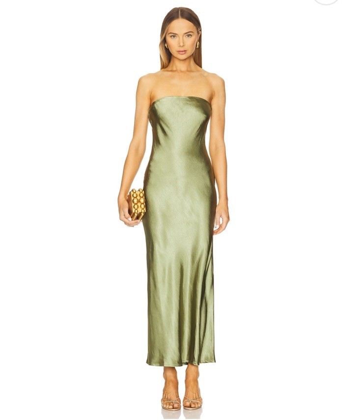 NWT SNDYS Angelina Neck Tie Maxi Dress In Olive Size XXS