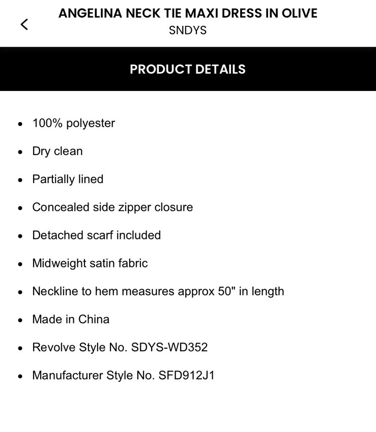 NWT SNDYS Angelina Neck Tie Maxi Dress In Olive Size XXS