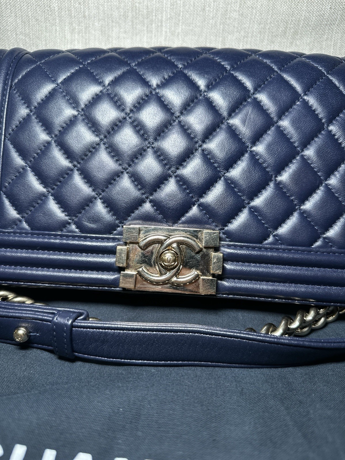 CHANEL LAMB SKIN LEBOY MEDIUM CHAIN SHOULDER BAG