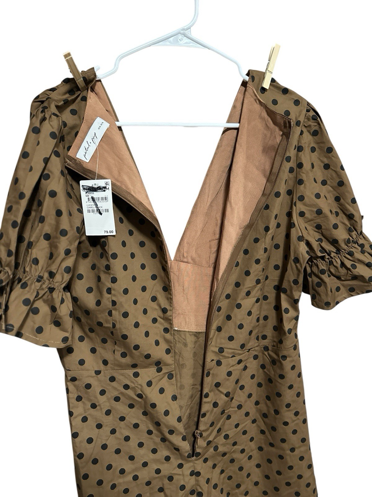 NWT PETAL & POP POLKA DOTS MIDI DRESS- BROKEN ZIPPER
