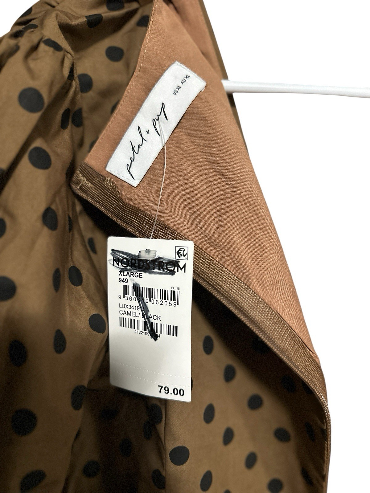 NWT PETAL & POP POLKA DOTS MIDI DRESS- BROKEN ZIPPER