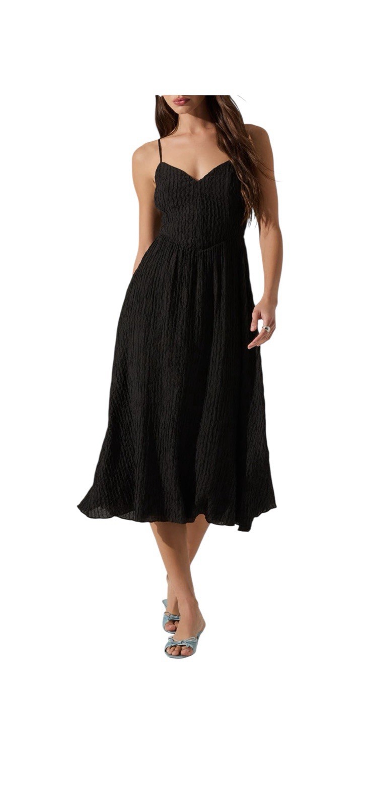 NWOT ASTR THE LABEL V NECK MIDI DRESS- BROKEN ZIPPER