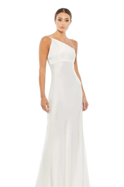 NWT MAC DUGGAL DOUBLE STRAP SATIN GOWN