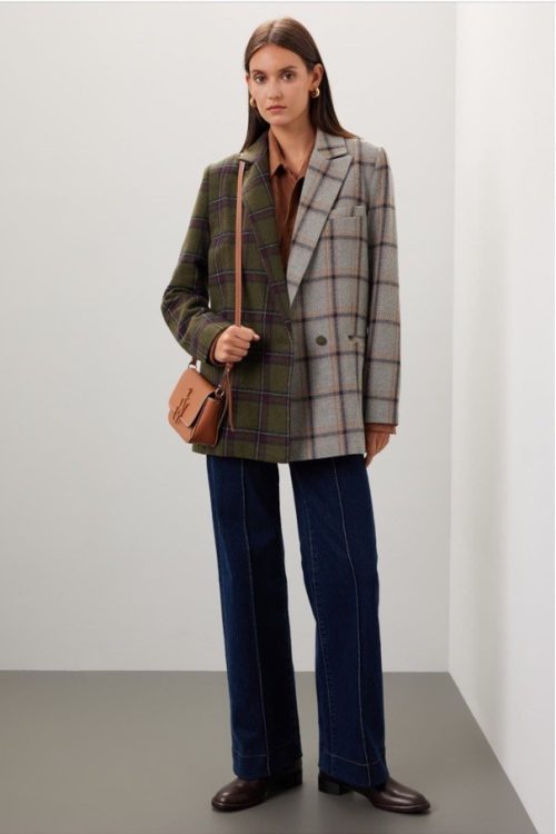 Slate And Willow Mixed Plaid Blazer $250 Size M