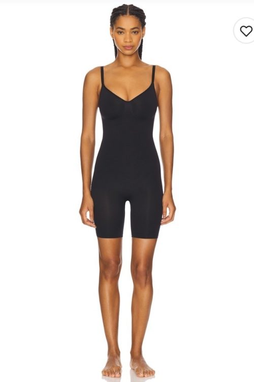 Skims Seamless Sculpt Mid Thigh Bodysuit Onyx