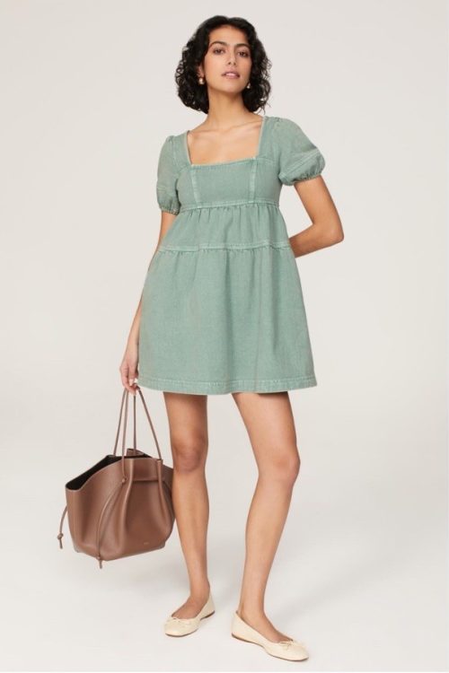 Louna Green Denim Mini Dress Size S