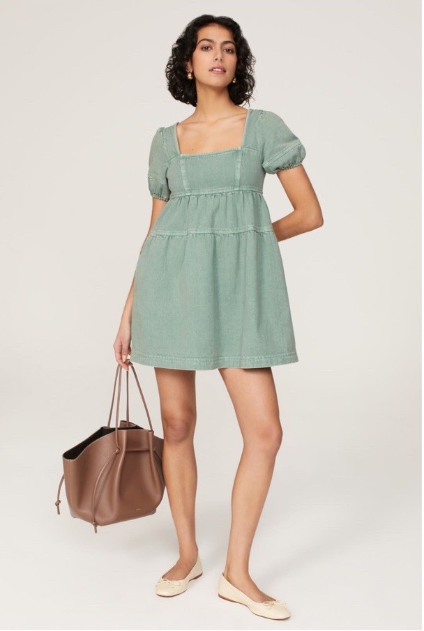 Louna Green Denim Mini Dress Size S